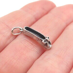 Sunwest Sterling Silver Vintage Ballerina Shoe Oxidized 3D Mini Charm Pendant